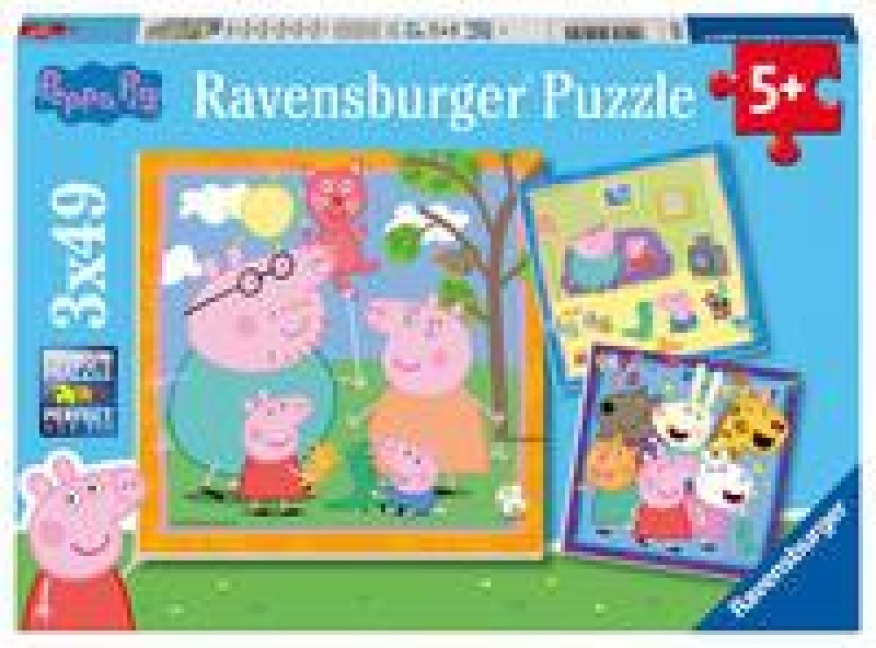 Ravensburger Kinderpuzzle 05579 - Peppas Familie und Freunde - 3x49 Teile Peppa Pig Puzzle für Kinder ab 5 Jahren - 