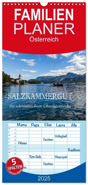 Familienplaner 2025 - Salzkammergut - Die schönsten Seen Oberösterreichs mit 5 Spalten (Wandkalender, 21 x 45 cm) CALVENDO - Hans Pfleger