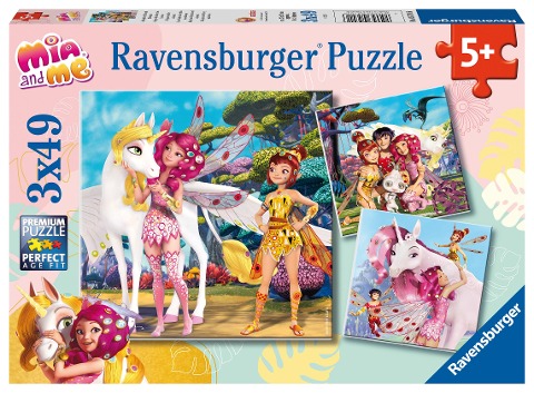 Ravensburger Kinderpuzzle 05701 - Im Land der Elfen und Einhörner - 3x49 Teile Mia and Me Puzzle für Kinder ab 5 Jahren - 