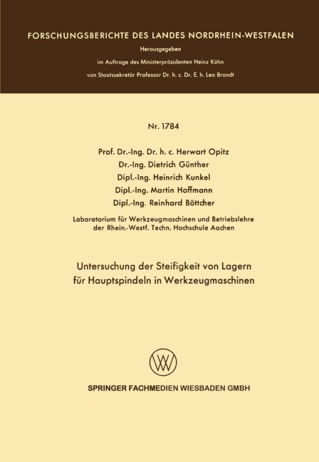 Untersuchung der Steifigkeit von Lagern für Hauptspindeln in Werkzeugmaschinen - Herwart Optiz