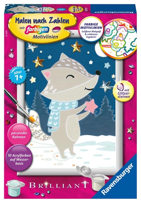 Ravensburger Malen nach Zahlen 28778 - Gute Nacht, kleiner Dachs! - Kinder ab 7 Jahren - 