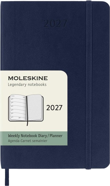 Moleskine 12 Monate Wochen Notizkalender 2027, Pocket/A6, 1 Wo = 1 Seite, rechts linierte Seite, Weicher Einband, Saphir - 