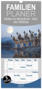 Cover-Bild zum Titel 'Familienplaner 2027 - Wölfe im Mondlicht - Ruf der Wildnis mit 5 Spalten (Wandkalender, 21 x 45 cm) CALVENDO' von 'Mb Fotografie'