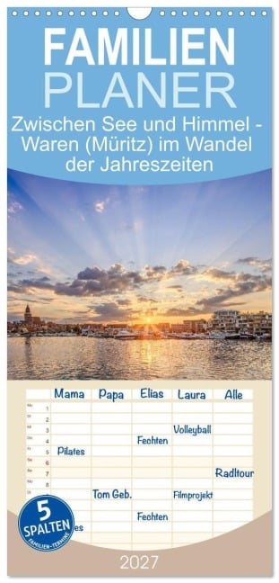 Familienplaner 2027 - Zwischen See und Himmel - Waren (Müritz) im Wandel der Jahreszeiten mit 5 Spalten (Wandkalender, 21 x 45 cm) CALVENDO - André Pretzel