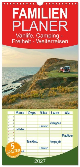 Familienplaner 2027 - Vanlife, Camping - Freiheit - Weiterreisen mit 5 Spalten (Wandkalender, 21 x 45 cm) CALVENDO - Johannes Jansen und Luisa Rüter