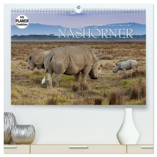 Emotionale Momente: Nashörner (hochwertiger Premium Wandkalender 2026 DIN A2 quer), Kunstdruck in Hochglanz - Ingo Gerlach GDT
