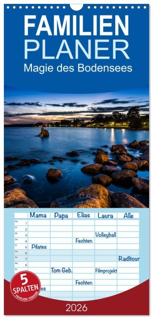 Familienplaner 2026 - Magie des Bodensees mit 5 Spalten (Wandkalender, 21 x 45 cm) CALVENDO - Marc Alexander Kunze
