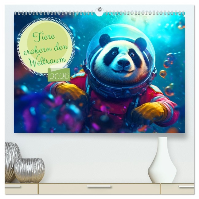 Tiere erobern den Weltraum (hochwertiger Premium Wandkalender 2026 DIN A2 quer), Kunstdruck in Hochglanz - Rupert Kowalski
