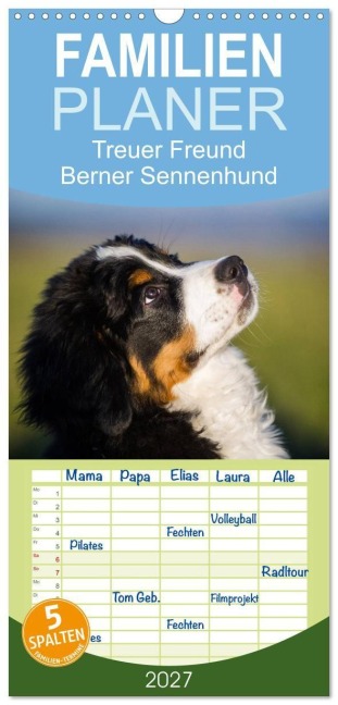Familienplaner 2027 - Treuer Freund Berner Sennenhund mit 5 Spalten (Wandkalender, 21 x 45 cm) CALVENDO - Sigrid Starick