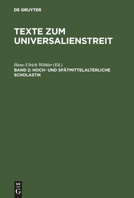 Hoch- und spätmittelalterliche Scholastik - 
