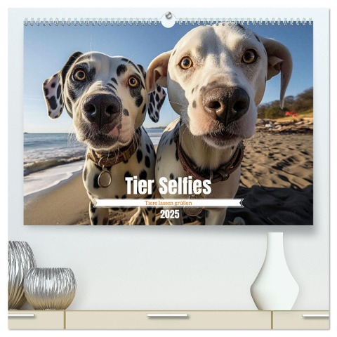 Tier Selfies (hochwertiger Premium Wandkalender 2025 DIN A2 quer), Kunstdruck in Hochglanz - 