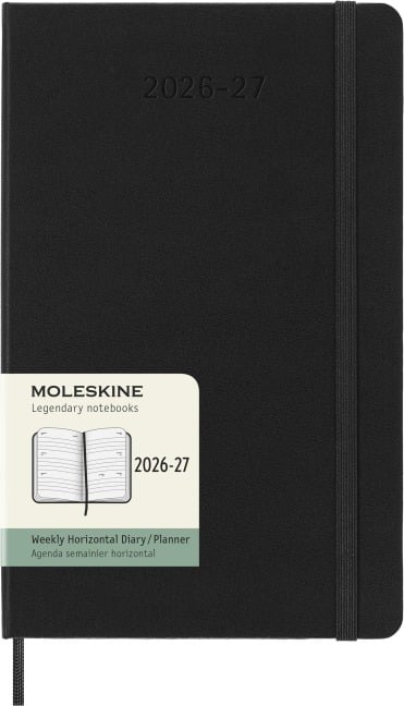 Moleskine 18 Monate Wochenkalender 2026/2027, L/A5, 1 Wo = 2 Seiten, Horizontal, Fester Einband, Schwarz - 