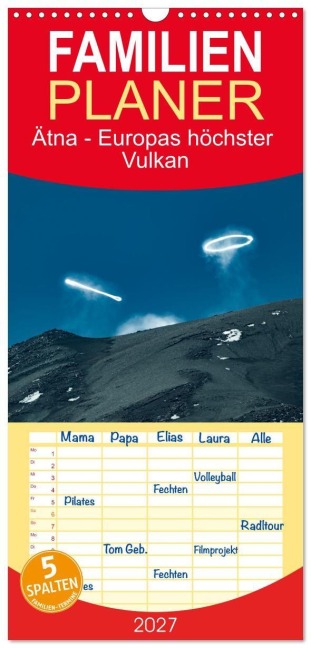 Familienplaner 2027 - Ätna - Europas höchster Vulkan mit 5 Spalten (Wandkalender, 21 x 45 cm) CALVENDO - Sonja Schlichter