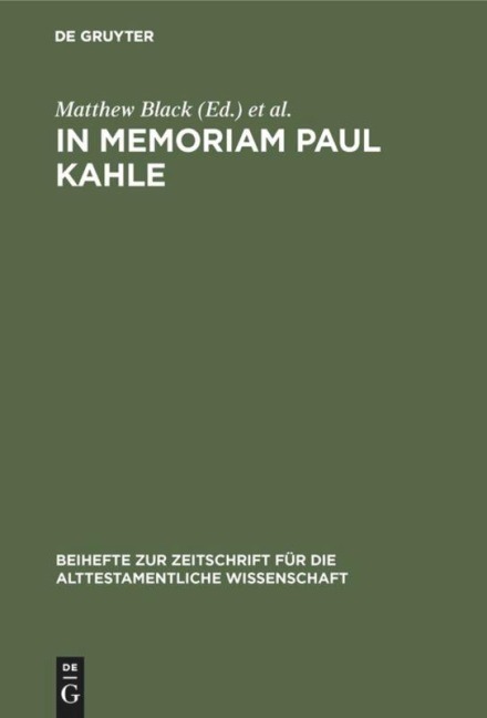 In Memoriam Paul Kahle - 
