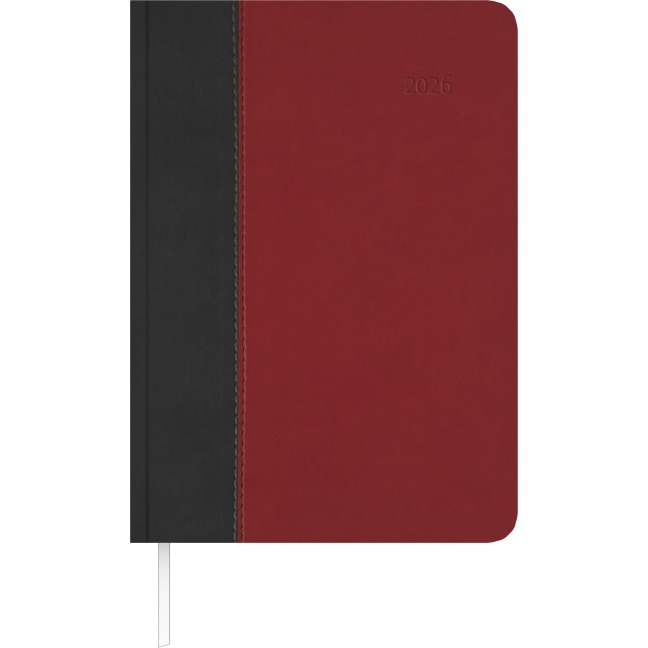 Buchkalender Premium Fire schwarz-rot 2026 - Büro-Kalender A5 - Cheftimer - 1 Tag 1 Seite - 416 Seiten - Tucson-Einband - Zettler - 