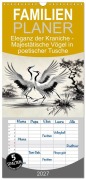 Cover-Bild zum Titel 'Familienplaner 2027 - Eleganz der Kraniche - Majestätische Vögel in poetischer Tusche mit 5 Spalten (Wandkalender, 21 x 45 cm) CALVENDO' von 'Anja Frost'