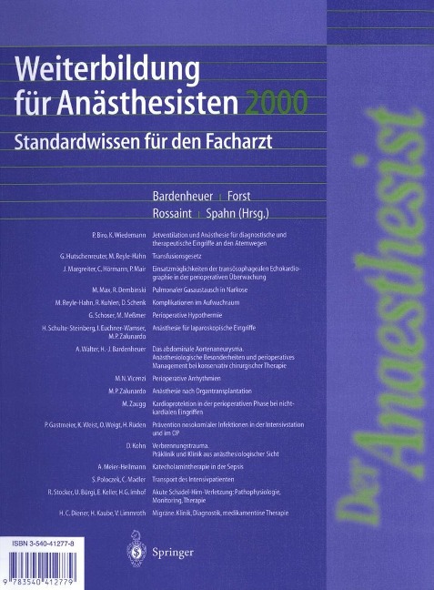 Weiterbildung für Anästhesisten 2000 - 