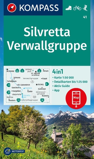 KOMPASS Wanderkarte 41 Silvretta, Verwallgruppe 1:50.000 - 