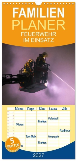 Familienplaner 2027 - FEUERWEHR IM EINSATZ mit 5 Spalten (Wandkalender, 21 x 45 cm) CALVENDO - Marcus Heinz