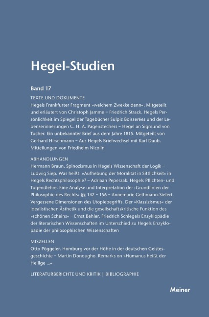 Hegel-Studien / Hegel-Studien Band 17 (1982) - 