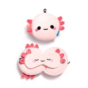 Cover-Bild zum Titel 'Relaxeazzz Adoramals Maddie der Axolotl Reisekissen & Schlafmaske' von ''