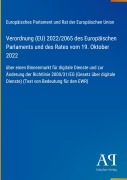 Cover-Bild zum Titel 'Verordnung (EU) 2022/2065 des Europäischen Parlaments und des Rates vom 19. Oktober 2022' von 'Europäisches Parlament und Rat der Europäischen Union'