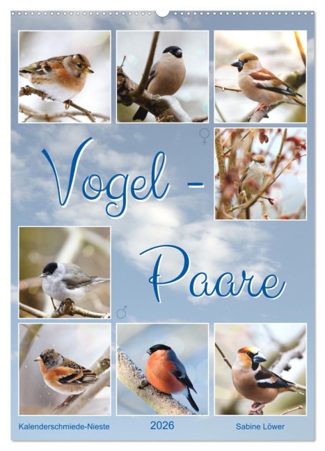Vogel-Paare (Wandkalender 2026 DIN A2 hoch), CALVENDO Monatskalender - Sabine Löwer