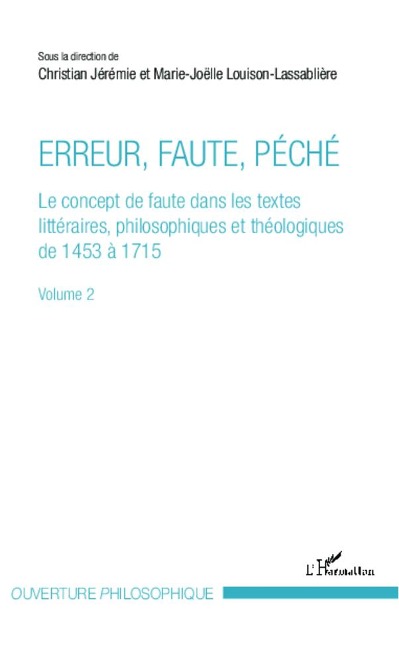 Erreur, faute, péché (Volume 2) - Christian Jérémie, Marie-Joëlle Louison-Lassabliere