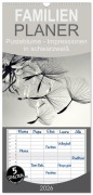 Familienplaner 2026 - Pusteblume - Impressionen in schwarzweiß mit 5 Spalten (Wandkalender, 21 x 45 cm) CALVENDO - Julia Delgado