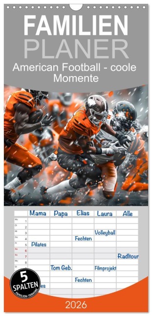 Familienplaner 2026 - American Football - coole Momente mit 5 Spalten (Wandkalender, 21 x 45 cm) CALVENDO - Peter Roder
