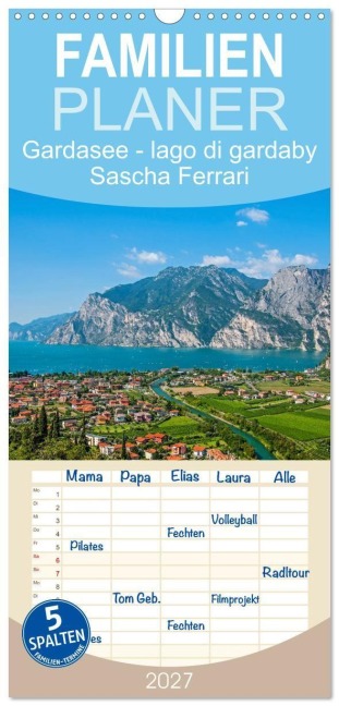 Familienplaner 2027 - Gardasee - lago di Garda by Sascha Ferrari mit 5 Spalten (Wandkalender, 21 x 45 cm) CALVENDO - Sascha Ferrari