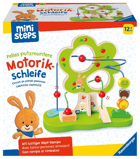 Ravensburger ministeps 4579 Pelles putzmuntere Motorikschleife, fantasievolles Motorikspielzeug aus Holz, mit 2 Drahtschleifen, Baby-Spielzeug ab 1 Jahr - 