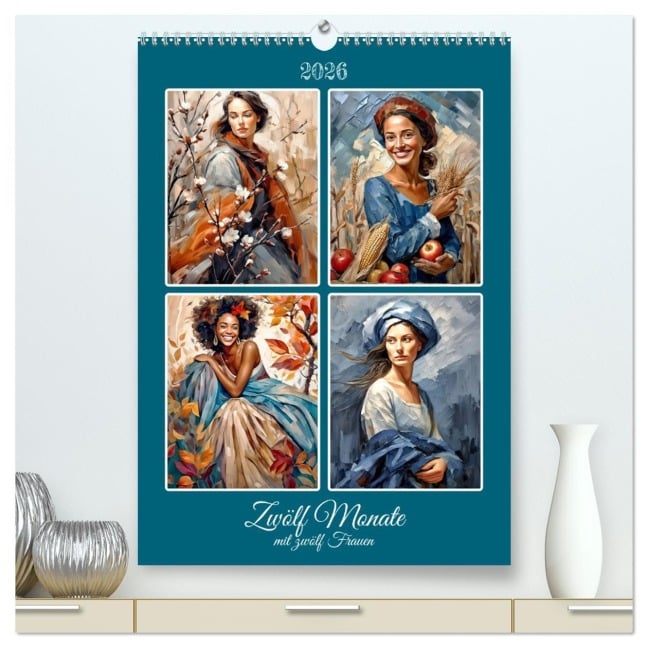 Zwölf Monate mit zwölf Frauen (hochwertiger Premium Wandkalender 2026 DIN A2 hoch), Kunstdruck in Hochglanz - Werner Braun