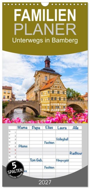 Familienplaner 2027 - Unterwegs in Bamberg mit 5 Spalten (Wandkalender, 21 x 45 cm) CALVENDO - Jan Schuler