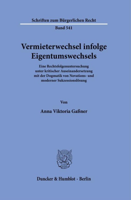 Vermieterwechsel infolge Eigentumswechsels - Anna Viktoria Gaßner