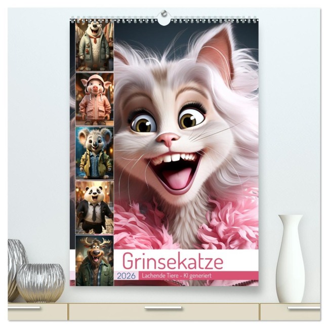 Grinsekatze (hochwertiger Premium Wandkalender 2026 DIN A2 hoch), Kunstdruck in Hochglanz - Cathrin Illgen