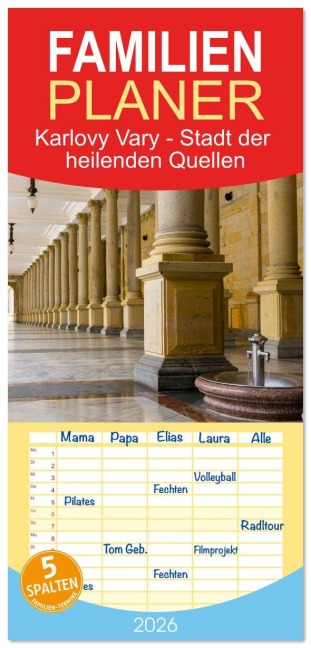 Familienplaner 2026 - Karlovy Vary - Stadt der heilenden Quellen mit 5 Spalten (Wandkalender, 21 x 45 cm) CALVENDO - Kerstin Waurick