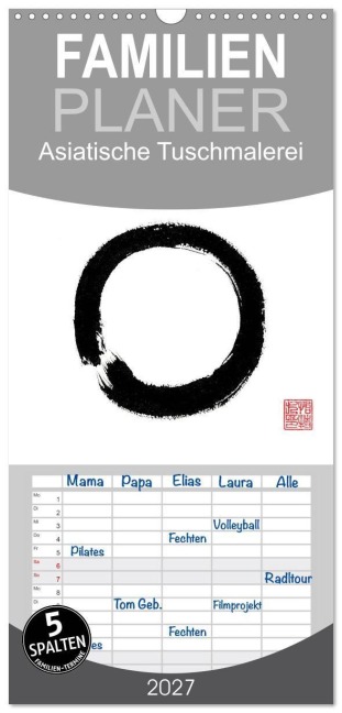 Familienplaner 2027 - Asiatische Tuschmalerei mit 5 Spalten (Wandkalender, 21 x 45 cm) CALVENDO - Jitka Krause