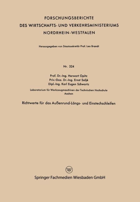 Richtwerte für das Außenrund-Längs- und Einstechschleifen - Herwart Opitz