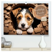 Cover-Bild zum Titel 'Kuschelige Hunde - kleine Herzensbrecher in Aktion (hochwertiger Premium Wandkalender 2026 DIN A2 quer), Kunstdruck in Hochglanz' von 'Babette Whitter'