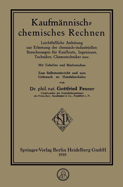 Kaufmännisch-chemisches Rechnen - Gottfried Fenner