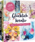Cover-Bild zum Titel 'Glücklich kreativ - Zwei Bücher im Bundle: 37 Mixed-Media-Motive malen' von 'Susanne Rose, Andrea Gomoll-Wünsche'
