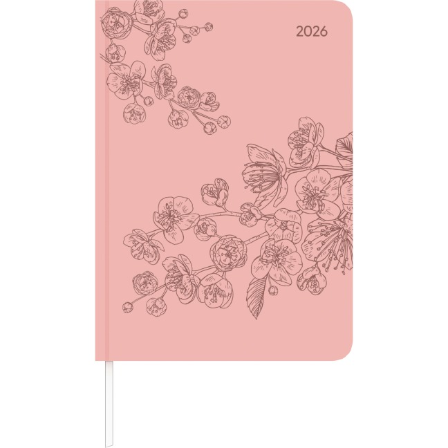 Lady Journal Grande Deluxe Salmon 2026 - Taschen-Kalender A5 (15x21 cm) - Tucson Einband - mit Motivprägung - Weekly - 128 Seiten - Alpha Edition - 