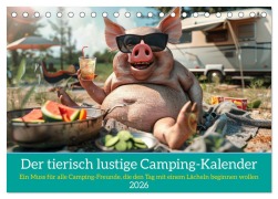 Cover-Bild zum Titel 'Der tierisch lustige Camping-Kalender (Tischkalender 2026 DIN A5 quer), CALVENDO Monatskalender' von 'Peter Rübsamen'
