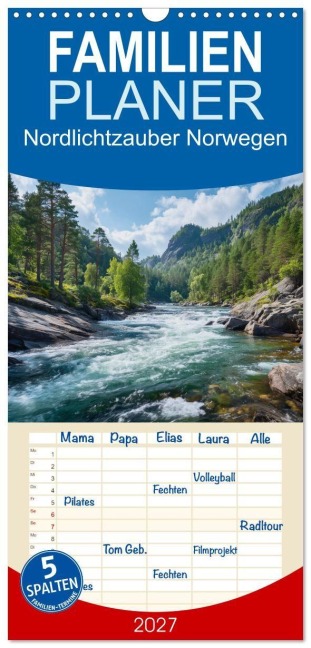 Familienplaner 2027 - Nordlichtzauber Norwegen mit 5 Spalten (Wandkalender, 21 x 45 cm) CALVENDO - Steffen Gierok-Latniak