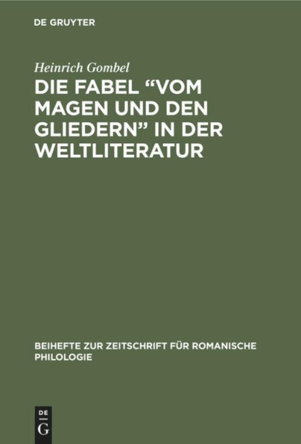Die Fabel "Vom Magen und den Gliedern" in der Weltliteratur - Heinrich Gombel