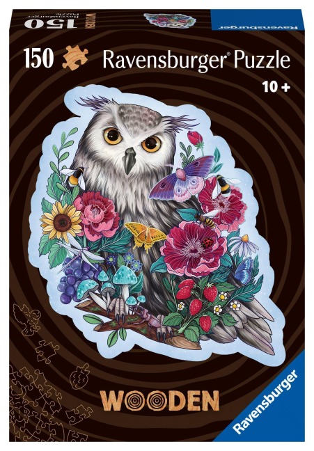 Ravensburger Puzzle 17511 - Geheimnisvolle Eule - 150 Teile Kontur-Holzpuzzle mit stabilen, individuellen Puzzleteilen und 15 kleinen Holzfiguren (Whimsies), für Kinder und Erwachsene ab 10 Jahren - 