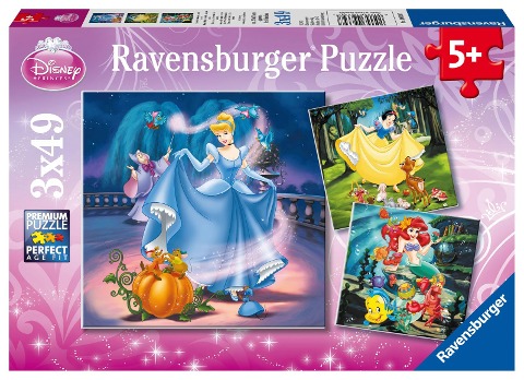 Disney Princess: Schneewittchen, Aschenputtel, Arielle. Puzzle 3 x 49 Teile - 