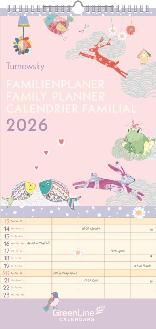 GreenLine Turnowsky 2026 Familienplaner -Wandkalender - Familien-Kalender - 22x45 - 