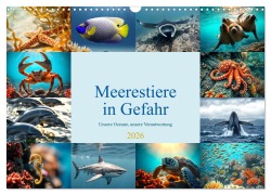 Cover-Bild zum Titel 'Meerestiere in Gefahr - Unsere Ozeane, unsere Verantwortung (Wandkalender 2026 DIN A3 quer), CALVENDO Monatskalender' von 'Claudia Schimmack'